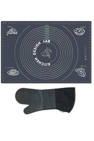 Resim Kitchen Design Lab 45x65 CM Silikon Hamur Açma Matı Ve Gri Silikon Yanmaz Mutfak Fırın Eldiveni 2'li Set Gri 