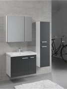 Resim Denko Terra 80 Cm Mdf Banyo Dolabı Takımı + Boy Dolabı Çok Renkli 