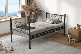 Resim Argimo Metis Tek Kişilik Metal Karyola - 90x200 / Siyah 