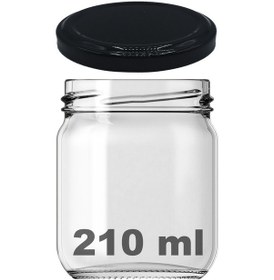 Resim Afracam 210 Ml Metal Kapaklı Şeffaf Cam Kavanoz Siyah 