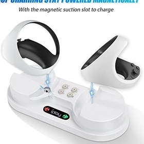 Resim Playstation VR2 Sense Kontrol Cihazı için Şarj İstasyonu, 4 Tip-C Manyetik Kilitli/Tip-C Kablolu Masa Şarj Cihazı Standı, PS VR2 Kumanda ile Uyumlu 