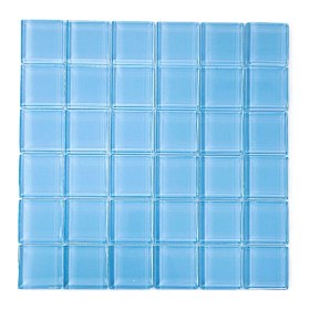 Resim MozaiKristaL Havuz ve Tüm Yüzeyler Için 48X48X6MM. Arktik Buz Mavisi 30X30CM. Fileli Kristal Mozaik. 
