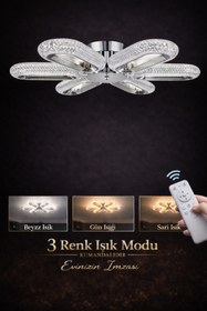 Resim Marsel Lighting SERRA 6LI KROM KUMANDALI AVİZE 3 RENK LED SECENEKLİ SALON OTURMA ODASI AVİZE 