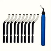 Resim 360° Dönebilir Çapak Alma Aleti Seti - 10 Parça, Metal, Reçine, Plastik ve Ahşap İçin İdeal, Çelik Saplı Metal Çapak Alma Aracı 