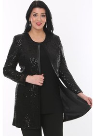Resim Ladies First Büyük Beden 3786 Siyah Ceket+bluz Takım 001 