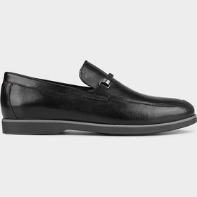 Resim Hakiki Deri Siyah Kauçuk Tabanlı Erkek Günlük Ayakkabı Siyah 