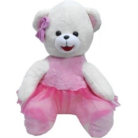 Resim Balerin Peluş Ayı Pembe 60 Cm Beyaz - Pembe 