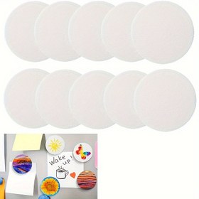Resim 10 Adet, Manyetik Boş Tuval Paneli - Manyetik Yuvarlak Tuval Paneller, Buzdolabı ve Dolap Dekoru için Manyetik Sanat Tuvali, Boya, Pigmentler, Suluboya vb. İçin Uygun, DIY El İşi, Kalp, Çiçek, Yıldız Desenli, Kare ve Yuvarlak 