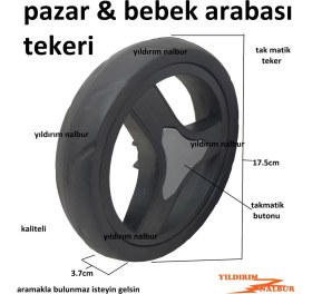 Resim Yıldırım Plastik Pazar Arabası Bebek Arabası Tekerleği Siyah 2'li 