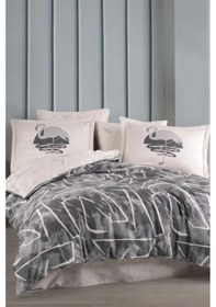 Resim Terry Pamuk Saten Çift Kişilik Nevresim Takımı Gri Gri 