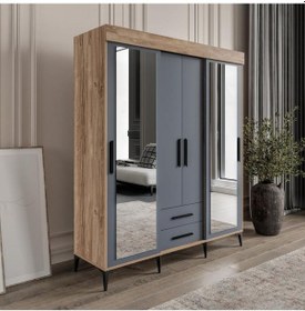 Resim Afillibebek Izmir Sürgülü Aynalı Ve Kapaklı Gardrop Dolap 