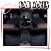 Resim Honeybeeshop Tesla Model Y 2020-2023 Xpe Zemin Matı 4lü Set Dayanıklı Siyahtan Maviye Izgara Çizgili 