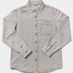 Resim Regular Fit Klasik Yaka Düz Erkek Grey Denim Uzun Kol Gömlek Colin's