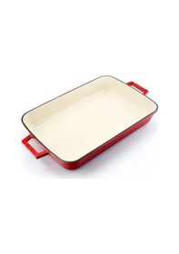 Resim Lava Döküm Dikdörtgen Rosto Ve Fırın Tepsisi Ölçü 26x40cm. Döküm Demir Yekpare Çift Kulplu Edition Serisi - Kırmızı Kırmızı 