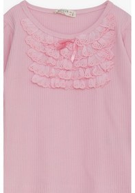 Resim Breeze Kız Çocuk Uzun Kollu Bluz Güpürlü Fiyonklu 3-8 Yaş, Pembe 