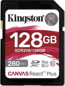 Resim Kingston SDR2V6 Canvas React Plus V60 128 GB SD Hafıza Kartı 