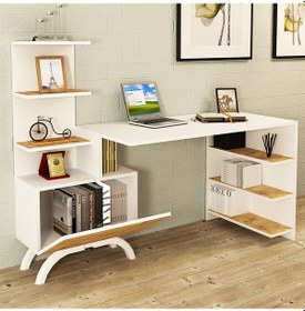 Resim Kalenderdekor1 Kalender Dekor Olivia Çalışma Masası Olv02 Beyaz - Meşe 