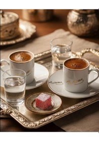 Resim 2 Kişilik Kahve Fincan Takımı Atatürk İmzalı Beyaz 