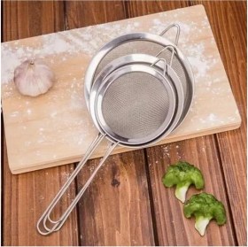Resim AyrStore Paslanmaz Çelik Pratik 3'lü Çay Süzgeci Sebze Makarna Un Süzgeç 10 12 14 cm 