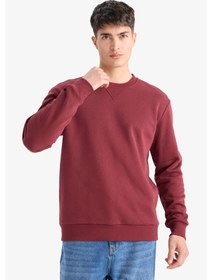 Resim Defacto Regular Fit Bisiklet Yaka Basic Düz Kalın Sweatshirt T3777az25aubr194 Bordo 