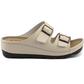 Resim Flexstride Tokalı Ayarlanabilir Anatomik Rahat Kadın Terlik-Bej 