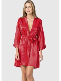 Resim Civetta Kırmızı Kısa Saten Sabahlık Kırmızı 