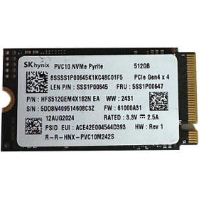 Resim SK Hynix PVC10 512 GB 5100/2200 MB/s Gen4x4 M.2 22x42 SSD 
