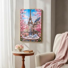 Resim Paris Eyfel Manzaralı Dekoratif Metal Tablo 40x60 Duvar Panosu Ev Ofis Duvar Dekoru Hediyelik Eşya 