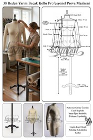 Resim Manken İstanbul 38 Beden Yarım Bacak Yüksek Kalite Döküm Ayak Kollu Profesyonel Prova Mankeni Terzi Mankeni 