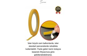 Resim 4 mt Güçlü Premium Sineklik Yedek Cırt Bant Pencere Kapı Yapışkanlı Tül Sinek Perdesi Bandı 1 Adet 