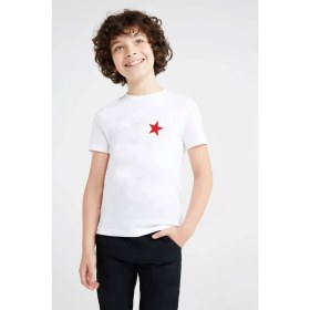 Resim Qivi Kızıl Yıldız Baskılı Unisex Çocuk Beyaz T-Shirt 