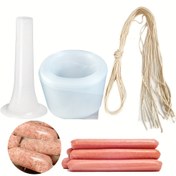 Resim SISCCI Sosis Yapma Seti - 32mm Yüksek Sıcaklığa Dayanıklı Plastik, Barbekü ve Mutfak Kullanımı için Dolgu Hunisi & Bağlama İpi Dahil 