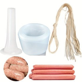 Resim SISCCI Sosis Yapma Seti - 32mm Yüksek Sıcaklığa Dayanıklı Plastik, Barbekü ve Mutfak Kullanımı için Dolgu Hunisi & Bağlama İpi Dahil 