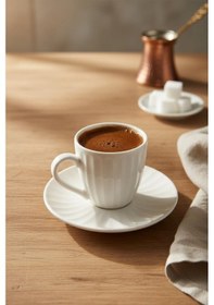 Resim Bambum Karizma - 6 Kişilik Kahve Fincan Takımı Beyaz 