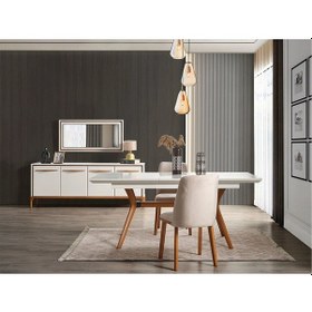 Resim Firu Yemek Odası Takımı Yemek Masası + 4 Adet Sandalye Beyaz 