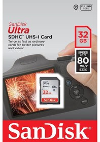 Resim Sandisk Ultra SDSDUNC-032G-GN6IN 32 GB SDHC Class 10 UHS-I Hafıza Kartı 