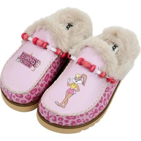 Resim Dogo Kadın Vegan Deri Pembe Içi Peluş Terlik - Warner Bros Pink Leopard Lola Bunny Tasarım 