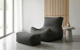 Resim 2'Li Velvet 7 Renk Puff Koltuk Armut Koltuk Playstation Koltuğu Relax Koltuk Yıkanabilir Kılıf Ayak Puflu - Antrasit 