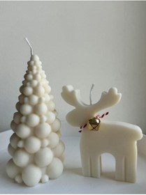 Resim Toplu Çam Ağacı+Geyik+Kar Tanesi (3'lü set) Yeni Yıl Yılbaşı Yeni Yıl Beyaz Renk Dekoratif 