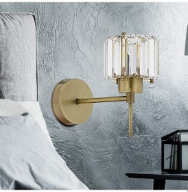 Resim Sadem Eskitme Kristal Taşlı Duvar Lambası Yatak Odası-Yatak Başı-Salon için Aplik Cam 