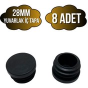 Resim Yuvarlak Demir Profil İç Tapa Geçme Plastik Ayak Geçme Koruma Plastiği 28mm 8 Adet Siyah Siyah 