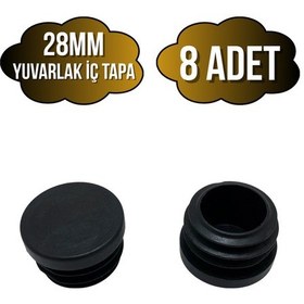 Resim Yuvarlak Demir Profil İç Tapa Geçme Plastik Ayak Geçme Koruma Plastiği 28mm 8 Adet Siyah Siyah 