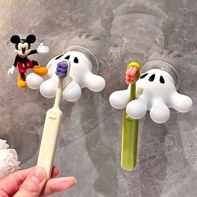 Resim 2 adet Mickey Palm Banyo Askıları, Çok Fonksiyonlu İz Bırakmayan Diş Fırçası Tutucu ve Emme Kupası Havlu Rafı, PVC Malzeme ile Yapılmış, Noel/Yılbaşı Hediye Süslemesi, Banyo Dekoru ve Aksesuarları için Uygun. 