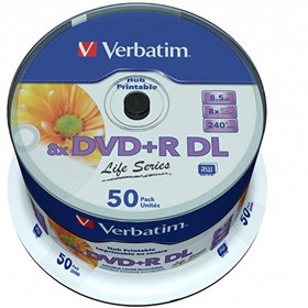 Resim Verbatim DVD+R DL 50'li 8.5GB 8X Yazdırılabilir Verbatim