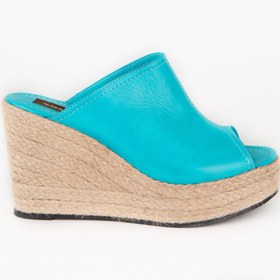 Resim Elile Shoes Kadın Deri Büyük Küçük Numara Yüksek Jüt Topuk Terlik Nubes 