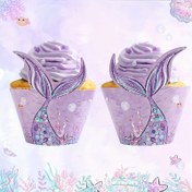 Resim 6 Adet Canlı Denizkızı Cupcake Sarıcıları | Doğum Günleri, Düğünler & Gençler Duşları için Su Altı Temalı Parti Dekoru | Renkli Deniz Canlısı Tasarımı | Kağıt Tatlı Muffin Ambalajı, Denizkızı Parti Süslemeleri 