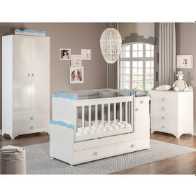 Resim Patiko Sahra 970 2 Kapılı Bebek Odası Takımı Mavi 