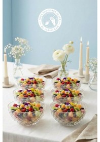 Resim Selen Concept Küme Model Küçük Boy El Yapımı Cam Çorba Kasesi ve Salata Sunumluk 6’lı Set 