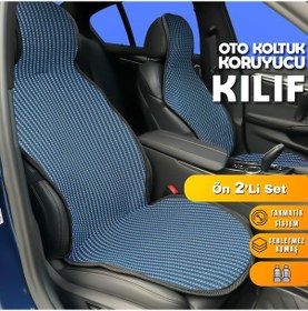 Resim Fiat Panda Uyumlu Koltuk Kılıfı Minder Çizgili Siyah Mavi 2+1 Ön Arka Set 