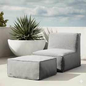 Resim Dış Mekan Velvet Armut Koltuk - Silver 